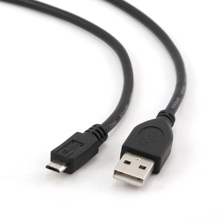 Imagine Cablu USB 2.0 la micro USB-B T-T 1m negru, Gembird CCP-mUSB2-AMBM-1M